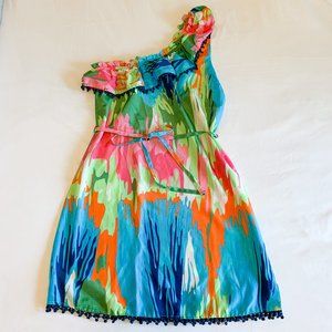 Mud Pie Watercolor One Shoulder Mini Dress